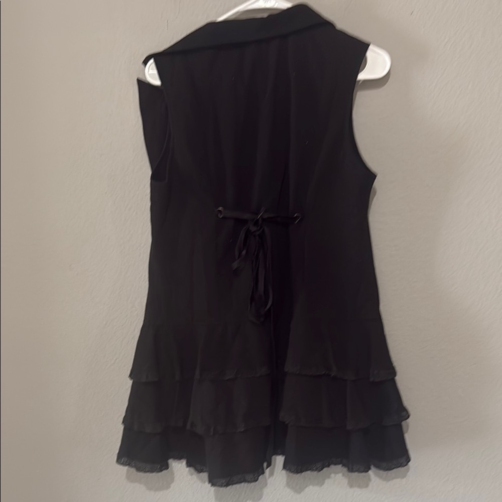 Spin doctor Black Ruffled Tiered Steampunk Blazer goth witchy Beatrice waistcoat - Picture 11 of 14